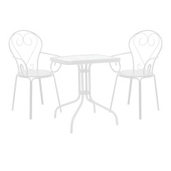 Τραπεζαρία Watson-Monasty  σετ 3τεμ μέταλλο σε λευκή απόχρωση 70x70x70εκ