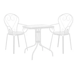 Τραπεζαρία Watson-Monasty  σετ 3τεμ μέταλλο σε λευκή απόχρωση 70x70x70εκ