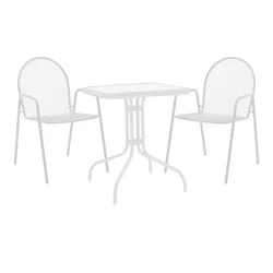 Τραπεζαρία Watson-Tarete  σετ 3τεμ μέταλλο σε λευκή απόχρωση 70x70x70εκ