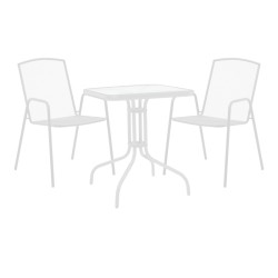 Τραπεζαρία Watson-Pomedon  σετ 3τεμ μέταλλο σε λευκή απόχρωση 70x70x70εκ