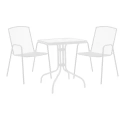 Τραπεζαρία Watson-Pomedon  σετ 3τεμ μέταλλο σε λευκή απόχρωση 70x70x70εκ