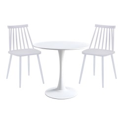 Τραπεζαρία Elijah-Aurora I  σετ 3τεμ pp σε λευκή απόχρωση Φ60x74εκ