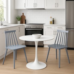 Τραπεζαρία Elijah-Aurora I  σετ 3τεμ pp σε λευκή-γκρι απόχρωση Φ60x74εκ