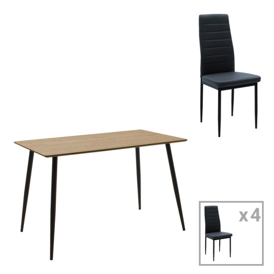 Τραπεζαρία Cuba-Parker σετ 5τεμ mdf σε sonoma-μαύρη απόχρωση 120x70x76cm Τραπεζαρία Cuba-Parker σετ 5τεμ mdf σε sonoma-μαύρη απόχρωση 120x70x76cm