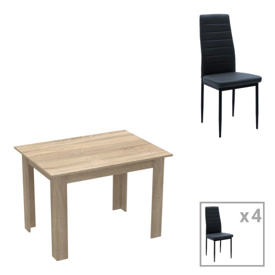 Τραπεζαρία Manka-Parker σετ 5τεμ mdf σε μαύρη-sonoma απόχρωση 110x80x77εκ Τραπεζαρία Manka-Parker σετ 5τεμ mdf σε μαύρη-sonoma απόχρωση 110x80x77εκ
