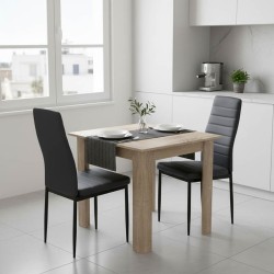 Τραπεζαρία Manka-Parker  σετ 3τεμ mdf σε μαύρη-sonoma απόχρωση 80x80x77εκ