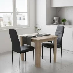 Τραπεζαρία Manka-Parker  σετ 3τεμ mdf σε μαύρη-sonoma απόχρωση 80x80x77εκ