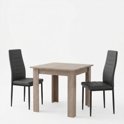 Τραπεζαρία Manka-Parker  σετ 3τεμ mdf σε μαύρη-sonoma truffle απόχρωση 80x80x77εκ