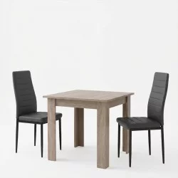 Τραπεζαρία Manka-Parker  σετ 3τεμ mdf σε μαύρη-sonoma truffle απόχρωση 80x80x77εκ