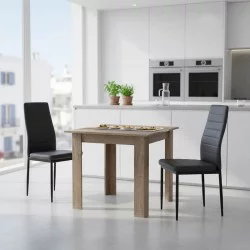Τραπεζαρία Manka-Parker  σετ 3τεμ mdf σε μαύρη-sonoma truffle απόχρωση 80x80x77εκ