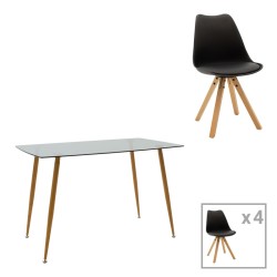 Τραπεζαρία Chloe-Caron  σετ 5τεμ σε ανθρακί-μαύρη απόχρωση 120x70x75εκ