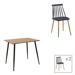 Τραπεζαρία Cuba-Aurora I  σετ 3τεμ σε sonoma-μαύρη απόχρωση 70x70x75εκ