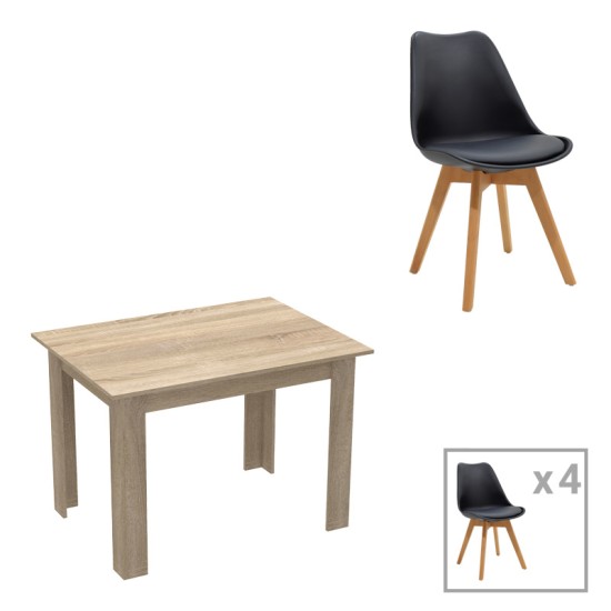 Τραπεζαρία Manka-Gaston σετ 5τεμ σε sonoma-μαύρη απόχρωση 110x80x77εκ Τραπεζαρία Manka-Gaston σετ 5τεμ σε sonoma-μαύρη απόχρωση 110x80x77εκ