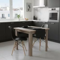 Τραπεζαρία Manka I-Julita  σετ 3τεμ σε sonoma truffle-μαύρη απόχρωση 80x80x77εκ