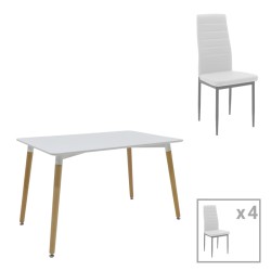 Τραπεζαρία Natali-Parker  σετ 5τεμ MDF λευκό-πόδια φυσικό 120x80x76εκ