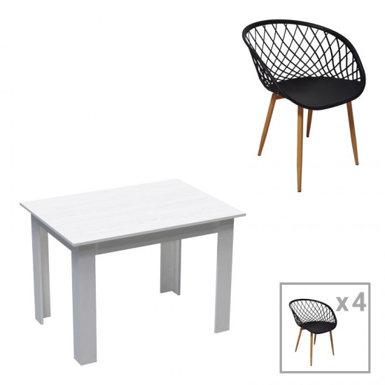 Τραπεζαρία Manka-Parker σετ 5τεμ σε λευκή απόχρωση 110x80x77εκ Τραπεζαρία Manka-Parker σετ 5τεμ σε λευκή απόχρωση 110x80x77εκ
