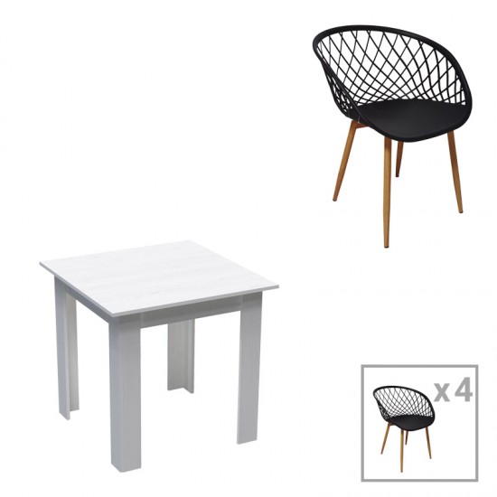 Τραπεζαρία Manka-Parker σετ 3τεμ σε λευκή απόχρωση 80x80x77εκ Τραπεζαρία Manka-Parker σετ 3τεμ σε λευκή απόχρωση 80x80x77εκ