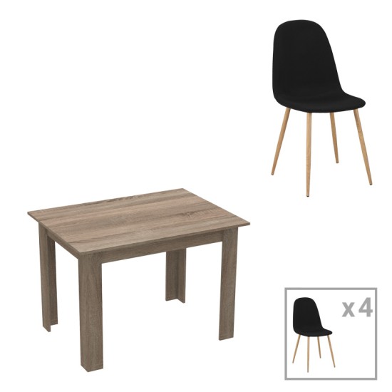 Τραπεζαρία Manka-Bella σετ 5τεμ σε sonoma truffle απόχρωση 110x80x70εκ Τραπεζαρία Manka-Bella σετ 5τεμ σε sonoma truffle απόχρωση 110x80x70εκ