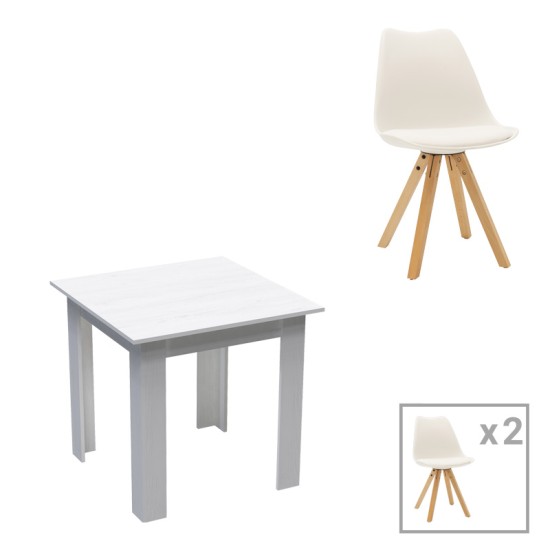 Τραπεζαρία Manka Ι-Caron σετ 3τεμ σε λευκή απόχρωση 80x80x77εκ Τραπεζαρία Manka Ι-Caron σετ 3τεμ σε λευκή απόχρωση 80x80x77εκ