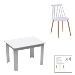 Τραπεζαρία Manka-Aurora I  σετ 5τεμ σε λευκή απόχρωση 110x80x77εκ