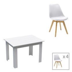 Τραπεζαρία Manka-Gaston  σετ 5τεμ σε λευκή απόχρωση 110x80x77εκ