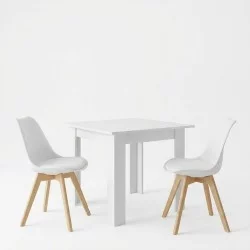 Τραπεζαρία Manka-Gaston  σετ 3τεμ σε λευκή απόχρωση 80x80x77εκ