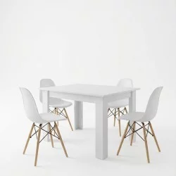 Τραπεζαρία Manka-Julita  σετ 5τεμ σε λευκή απόχρωση 110x80x77εκ
