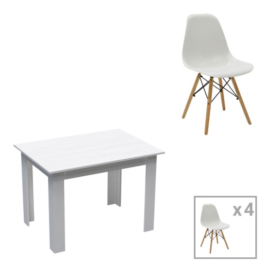 Τραπεζαρία Manka-Julita σετ 5τεμ σε λευκή απόχρωση 110x80x77εκ Τραπεζαρία Manka-Julita σετ 5τεμ σε λευκή απόχρωση 110x80x77εκ