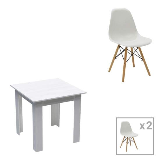 Τραπεζαρία Manka-Julita σετ 3τεμ σε λευκή απόχρωση 80x80x77εκ Τραπεζαρία Manka-Julita σετ 3τεμ σε λευκή απόχρωση 80x80x77εκ