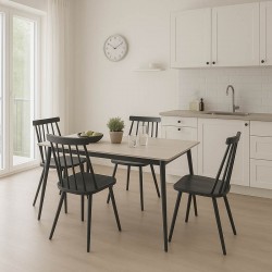 Τραπεζαρία Aurora I-Gustas  σετ 5τεμ λευκό μαρμάρου-μαύρο 120x80x76εκ