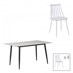 Τραπεζαρία Aurora I-Gustas  σετ 5τεμ λευκό μαρμάρου-λευκό 120x80x76εκ