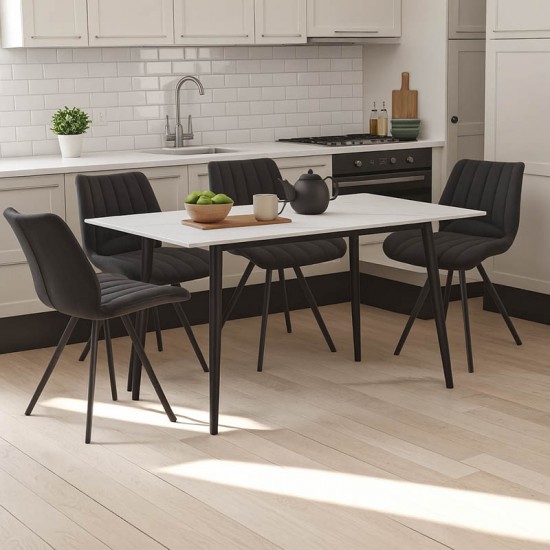 Τραπεζαρία Sabia-Gustas σετ 5τεμ sintered stone-μαύρο-ανθρακί 120x60x75εκ Τραπεζαρία Sabia-Gustas σετ 5τεμ sintered stone-μαύρο-ανθρακί 120x60x75εκ