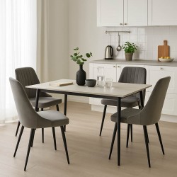 Τραπεζαρία Azori-Gustas  σετ 5τεμ λευκό μαρμάρου-ανθρακί 120x80x76εκ