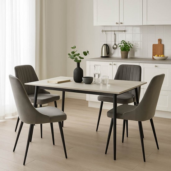 Τραπεζαρία Azori-Gustas σετ 5τεμ sintered stone-μαύρο-ανθρακί 120x60x75εκ Τραπεζαρία Azori-Gustas σετ 5τεμ sintered stone-μαύρο-ανθρακί 120x60x75εκ