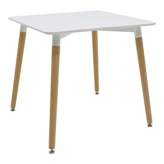 Τραπεζαρία Natali-Noor σετ 3τεμ MDF λευκό-μπεζ ύφασμα 80x80x76εκ Τραπεζαρία Natali-Noor σετ 3τεμ MDF λευκό-μπεζ ύφασμα 80x80x76εκ
