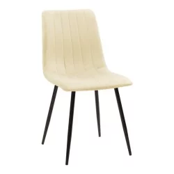Τραπεζαρία Natali-Noor  σετ 5τεμ MDF λευκό-μπεζ ύφασμα 120x80x76εκ