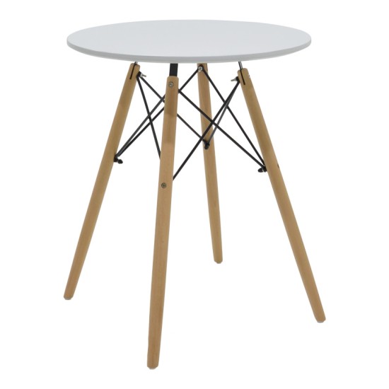 Τραπεζαρία Julita-Noor σετ 3τεμ MDF λευκό-μπεζ ύφασμα Φ60x73εκ Τραπεζαρία Julita-Noor σετ 3τεμ MDF λευκό-μπεζ ύφασμα Φ60x73εκ