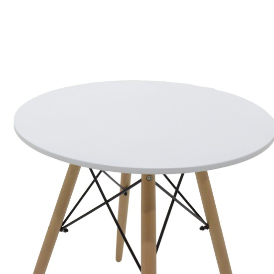 Τραπεζαρία Julita-Noor σετ 3τεμ MDF λευκό-μπεζ ύφασμα Φ60x73εκ Τραπεζαρία Julita-Noor σετ 3τεμ MDF λευκό-μπεζ ύφασμα Φ60x73εκ