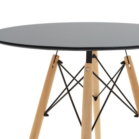 Τραπεζαρία Julita-Noor σετ 3τεμ MDF μαύρο-μπεζ ύφασμα Φ60x73εκ Τραπεζαρία Julita-Noor σετ 3τεμ MDF μαύρο-μπεζ ύφασμα Φ60x73εκ