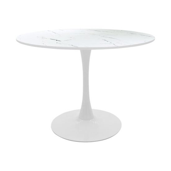 Τραπεζαρία Balou-Parker  σετ 5τεμ λευκό Φ120x73εκ
