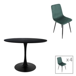 Τραπεζαρία Balou-Grato  σετ 5τεμ μαύρο-κυπαρισσί Φ100x73εκ