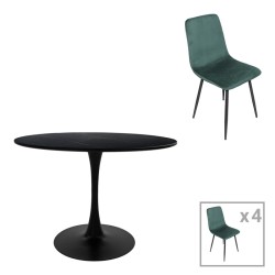 Τραπεζαρία Balou-Grato  σετ 5τεμ μαύρο-κυπαρισσί Φ120x73εκ