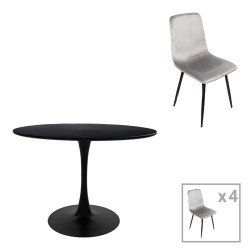 Τραπεζαρία Balou-Grato  σετ 5τεμ μαύρο-γκρι Φ100x73εκ