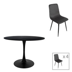 Τραπεζαρία Balou-Grato  σετ 5τεμ μαύρο Φ100x73εκ