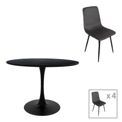 Τραπεζαρία Balou-Grato  σετ 5τεμ μαύρο Φ120x73εκ