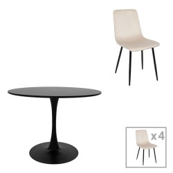 Τραπεζαρία Balou-Grato  σετ 5τεμ μπεζ Φ120x73εκ