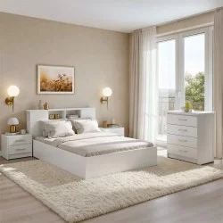 Σετ Κρεβατοκάμαρας Olympus White με Κρεβάτι 140x200εκ Σετ 4τεμ