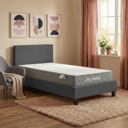 Κρεβάτι με στρώμα Nevil-Dreamer  ύφασμα ανθρακί-μαύρο πόδι 90x190εκ