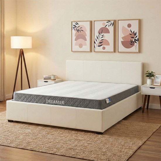 Κρεβάτι με στρώμα και αποθηκευτικό χώρο Norse-Dreamer  pu λευκό 160x200εκ