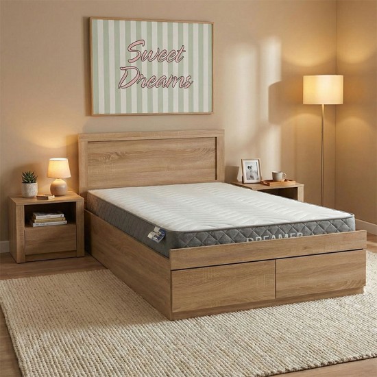 Κρεβάτι με στρώμα και συρτάρι Olympus-Dreamer  sonoma 100x200εκ